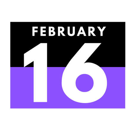 February 16 . Flat daily calendar icon .date ,day, month .calendar for the month of Februaryの写真素材