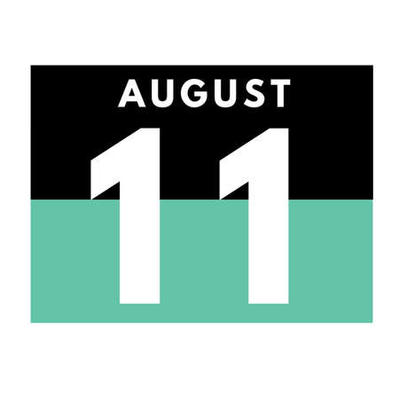 August 11 . Flat daily calendar icon .date ,day, month .calendar for the month of August