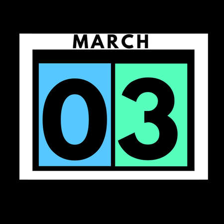 March 3 . colored flat daily calendar icon .date ,day, month .calendar for the month of March