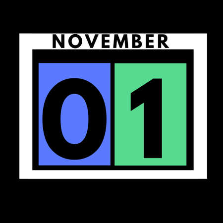 November 1 . colored flat daily calendar icon .date ,day, month .calendar for the month of Novemberの写真素材