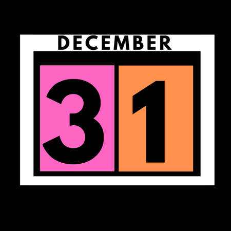 December 31 . colored flat daily calendar icon .date ,day, month .calendar for the month of Decemberの写真素材