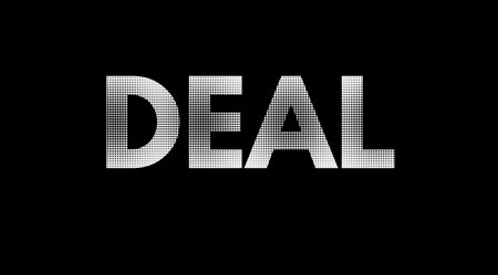 Deal lettering design , spelling the word deal on background.の写真素材