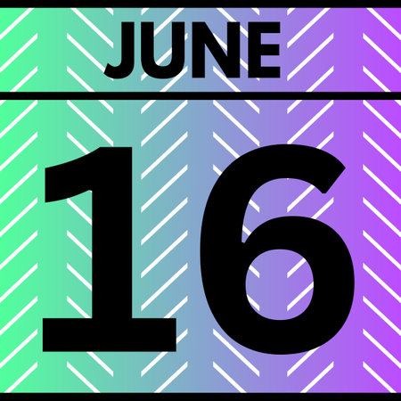 june 16 ,written calendar , Daily Calendar Icon in flat design styleの写真素材