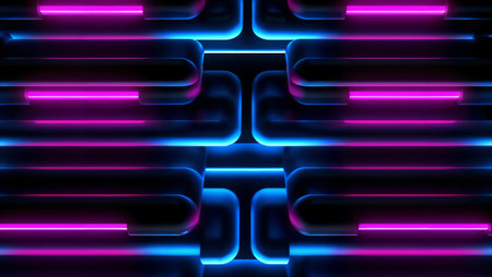Neon abstract background. 3d rendering, 3d illustration.の素材