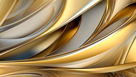 3d rendering of abstract metallic wavy background with some smooth lines in itの素材