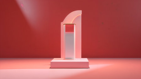 3d rendering of minimal geometric forms. Glossy luxury podium for your design.の素材