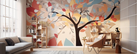 Modern living room interior design. 3d rendering illustration, 3d illustration.の素材