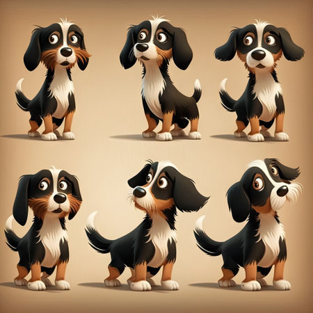 Dachshund dog set. illustration of a cartoon character.の素材