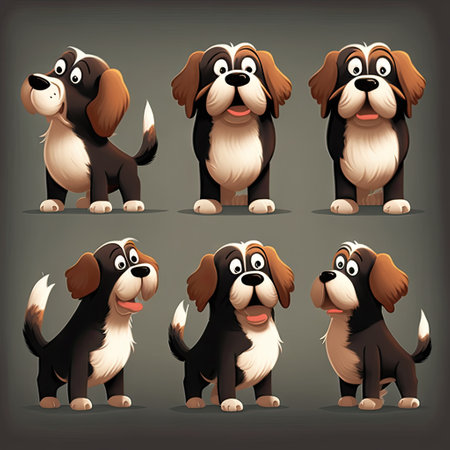 Set of cartoon dogs. illustration of a set of dogs.の素材