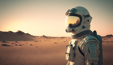 Astronaut in the desert. Mixed media.の素材