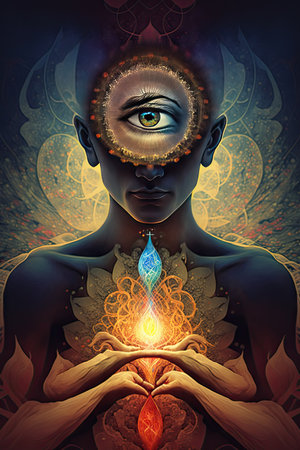 Beautiful Indian woman with a glowing diya in her hands.の素材