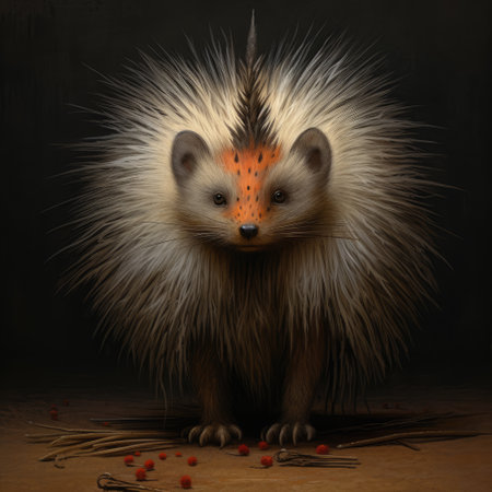 Hedgehog on a dark background. 3d renderingの素材