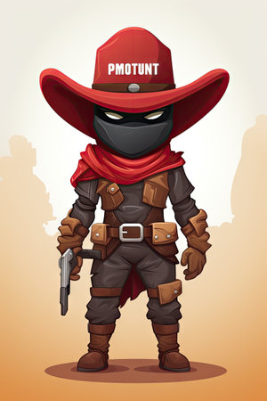 Cartoon cowboy with a gun in his hand. illustration.の素材