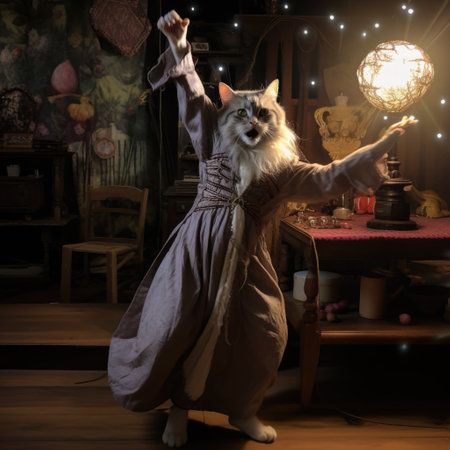 Cute cat in medieval dress. Fairy tale concept. Halloween.の素材