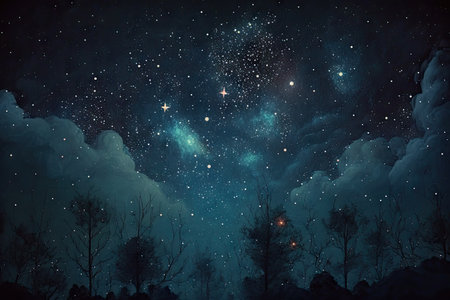 Night sky with stars and clouds.の素材