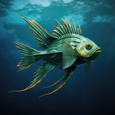 3D Illustration of a Cichlid Fish in the Oceanの素材