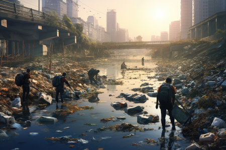 Pollution in the city. Environmental pollution concept. Global warming.の素材