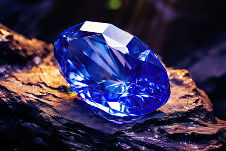 Close-Up Brilliance: Captivating View of a Shiny Sapphire Crystal in Exquisite Detailの素材