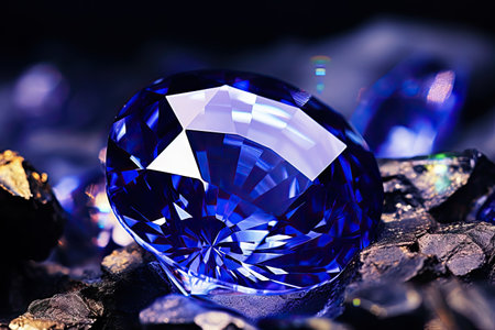 Close-Up Brilliance: Captivating View of a Shiny Sapphire Crystal in Exquisite Detailの素材