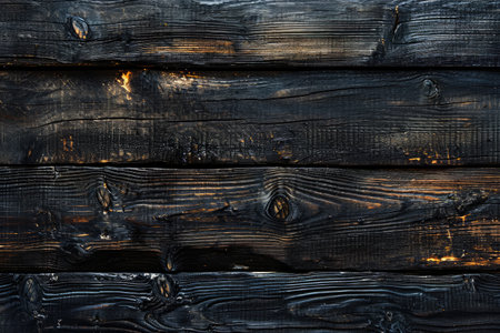 Burned wood wall background , in the style of dark amber, rusticcore, luminous shadows, decorative backgrounds, soft-edged, tabletop photographyの素材