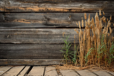 Rustic wooden background with a Lammas theme and many wooden slatsの素材