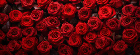 Natural red roses background, flowers wall. valentines dayの素材