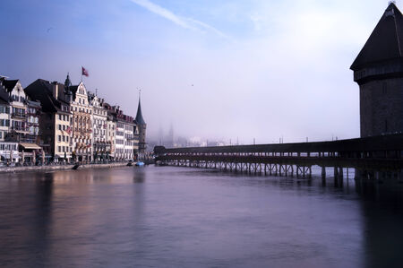 fantastic chapel bridge, Lucerne, Switzerlandのeditorial素材