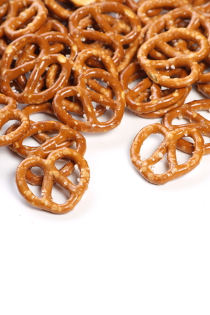 Salted Pretzel snacks on a plain whiteの写真素材