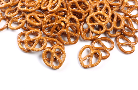 Salted Pretzel Snacks on a plain white の写真素材