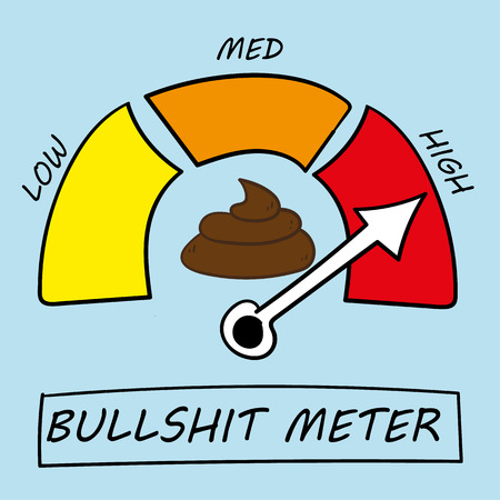 Vector illustration of a meter detecting levels of bullshit at low, medium or highのイラスト素材