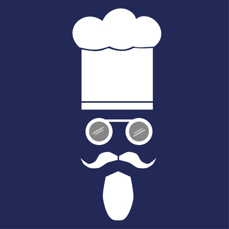 Facial features of a cook with moustache, beard and spectacles wearing a chef hatのイラスト素材