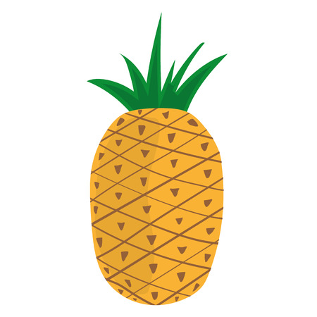 Stylized illustration of a single pineapple fruit on a white backgroundのイラスト素材