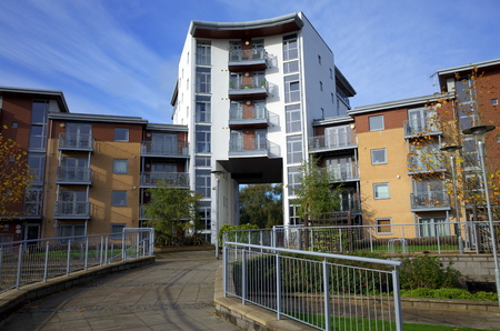 Bracknell,England - November 10, 2016: Modern apartment complex in Bracknell, a town in the South East of England where extensive redevelopment is taking placeのeditorial素材