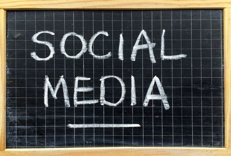 The words Social Media hand written on a blackboardの写真素材