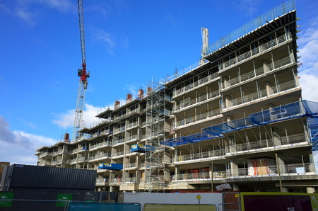 Bracknell, England - Nov 12, 2017: Construction of a residential apartment block Royal Winchester House as part of a new development in the town center by Cromer Homesのeditorial素材