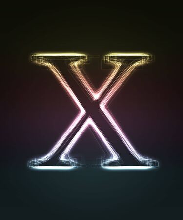 Glowing font. Shiny letter X.の写真素材