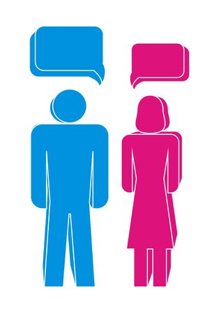 Vector Men and women illustration in blue and redのイラスト素材