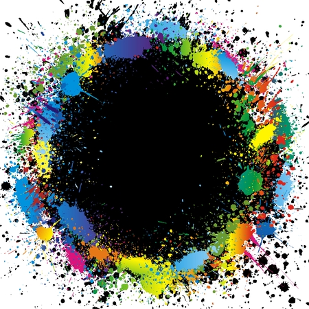 Color paint splashes border. Gradient vector backgroundのイラスト素材