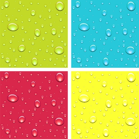 Water drops on  yellow, green, red and blue backgroundのイラスト素材