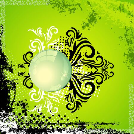Grunge floral background in green design, vector illustrationのイラスト素材
