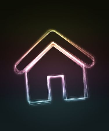 House. Shiny house on black background.の写真素材