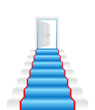 White ladder and opened door.のイラスト素材