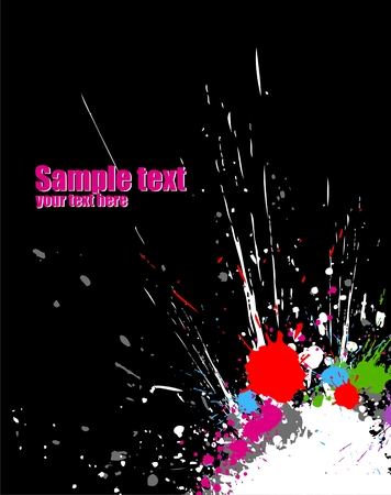 Illustration of line color paint splashes on black background.のイラスト素材