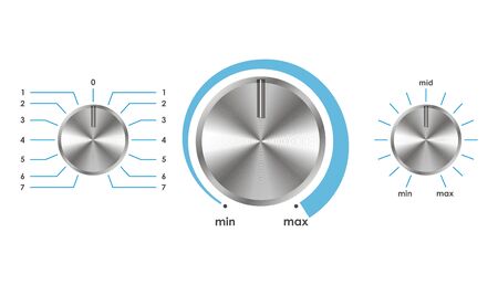 Vector illustration of silver volume balance knobs.のイラスト素材