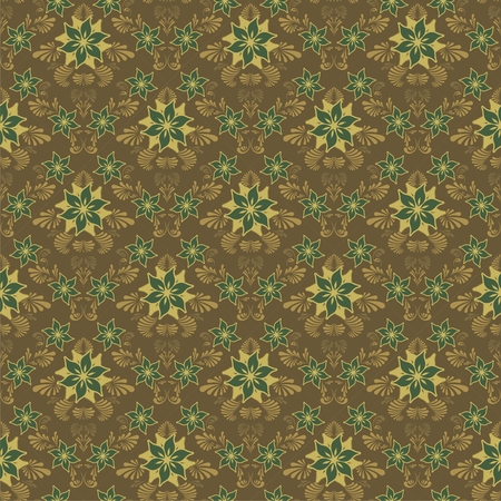 Seamless retro clor damask background with flower.のイラスト素材