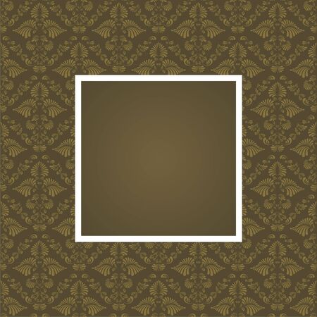 Seamless floral pattern with frame in brown color.のイラスト素材