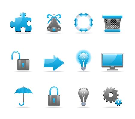 Set of 12 glossy web icons. Shopping, business and tachnology icon set. Part 3 (see other in my portfolio)のイラスト素材