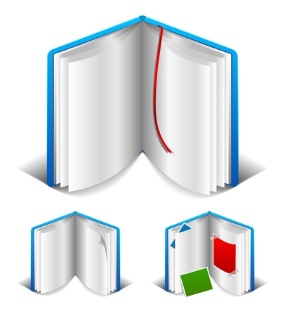 Blank open book with white page. Bookmarks. Photo album.のイラスト素材