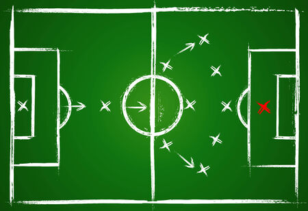Football positions. Teamwork strategy. Illustration game. Vector  background.のイラスト素材