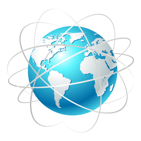 Globe with orbits. Clean vector illustration on white.のイラスト素材